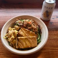 Romaine base, marinated tofu, cauliflower, and Asian inspired noodles at Esther's Eatery in Florence