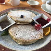 Vegan pancakes at breakfast  at Strandhotel Restaurant in Weissensee