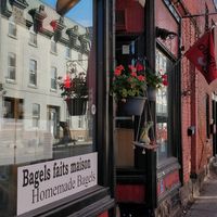 Outside at Bagel St-Henri in Montreal