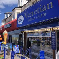 socially distanced outdoor queuing currently  at Venetian in Whitley Bay