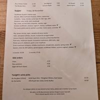 Menu 18 November 2022 at Gurnard's Head in St Ives