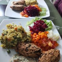 Menu of the day - Main dish at La Mesa Vegetariana in Bogota