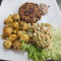 Menu of the day - main dish (includes soup, drink and dessert) at La Mesa Vegetariana in Bogota