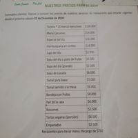 Menú at La Mesa Vegetariana in Bogota