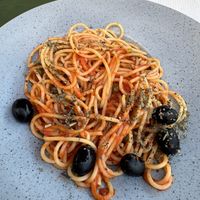 Tomato and olive pasta   at Buffet Atlas in Cavtat