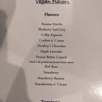 Vegan menu at Rolled Cold Creamery in Lancaster