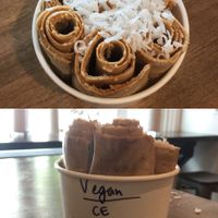 Coffee Espresso with Coconut topping at Rolled Cold Creamery in Lancaster