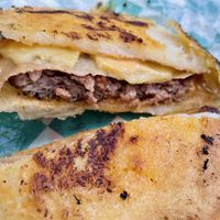 Arepa burger  at Grilled! in Brooklyn