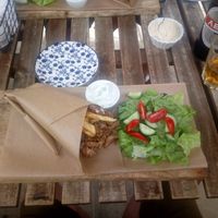 Vegan Gyros with coconut Tzatziki at Inga's Veggie Heaven in Nicosia