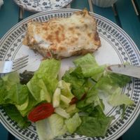 The Eggplant and Feta Lasagna is delicious at Inga's Veggie Heaven in Nicosia