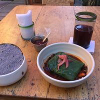 Lo’xicha & agua de Jaimaca  at La Biznaga in Oaxaca