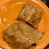 Turnip cake (partially eaten) at Chef Kenny's Vegan Dim Sum in Las Vegas