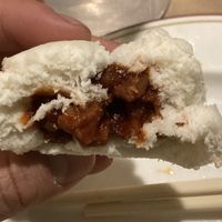 BBQ pork bun interior at Chef Kenny's Vegan Dim Sum in Las Vegas