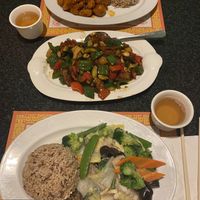 Orange chicken, kung pao chicken and Buddha delight  at Chef Kenny's Vegan Dim Sum in Las Vegas
