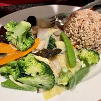 Buddha Delight with brown rice  at Chef Kenny's Vegan Dim Sum in Las Vegas