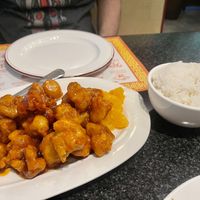 Orange chicken - the best and comes with rice!  at Chef Kenny's Vegan Dim Sum in Las Vegas