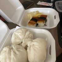 Salmon Nagiri and Bbq pork buns  at Chef Kenny's Vegan Dim Sum in Las Vegas