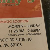 Different hours of operation   at Chef Kenny's Vegan Dim Sum in Las Vegas