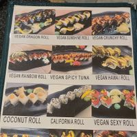 Sushi menu at Chef Kenny's Vegan Dim Sum in Las Vegas