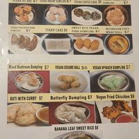 Dim dum menu at Chef Kenny's Vegan Dim Sum in Las Vegas
