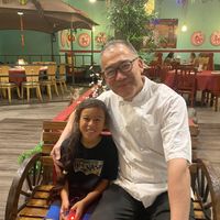 Jerry enjoying the Royal treatment from the king himself! 👑👑👑  at Chef Kenny's Vegan Dim Sum in Las Vegas