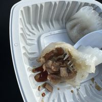 Inside of peanut vegan pork dumplings  at Chef Kenny's Vegan Dim Sum in Las Vegas