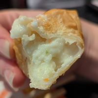 Interior of cream cheese wonton at Chef Kenny's Vegan Dim Sum in Las Vegas