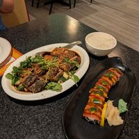 Cantonese Pan Fried Fish, Sexy Roll. Both delicious! at Chef Kenny's Vegan Dim Sum in Las Vegas