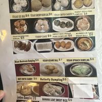The Dim Sum Menu (they have an even larger menu with so many options with great variety)  at Chef Kenny's Vegan Dim Sum in Las Vegas