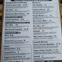 Lunch menu at North Laine Café in Brighton