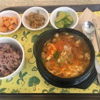 Soft tofu stew, amazing!! at Loving Hut Gangnam-gu - 러빙헛 in Seoul