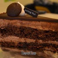 The cake was pretty dry, but the ganache, mousse, whipped cream, and LH topper were all pretty good. at Loving Hut Gangnam-gu - 러빙헛 in Seoul