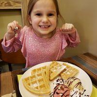 Waffles and ice cream! The strawberry was amazing! at Loving Hut Gangnam-gu - 러빙헛 in Seoul