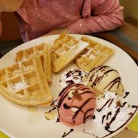Waffles and ice cream at Loving Hut Gangnam-gu - 러빙헛 in Seoul