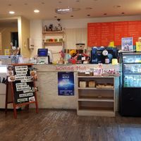 interior with cakes, ice cream and cashier at Loving Hut Gangnam-gu - 러빙헛 in Seoul