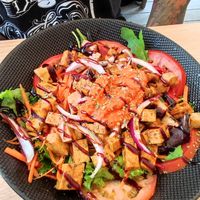 Tofu salad with sweet pepper, delicious! at Sabor'art Café in Nazare