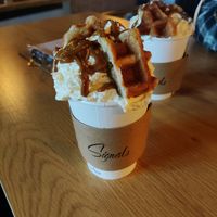 Vegan biscoff hot chocolate at Signals in Saltburn-by-the-sea