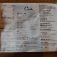 Menu at Signals in Saltburn-by-the-sea