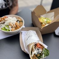 Famous Vegan Parmo Loaded Fries, Greek Vegan Chicken Gyros and the Teriyaki Nourish Bowl  at Signals in Saltburn-by-the-sea