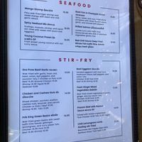 menu: seafood, stir fry at Thai Table in Berkeley