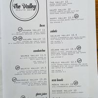 Menu at The Valley Health Bar in Honolulu