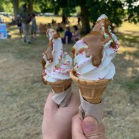Ice creams with sauce & sprinkles   at No Frickin Chicken in Worcester