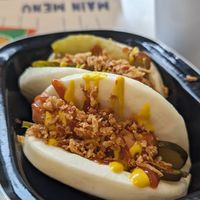 Hotdog bao buns at No Frickin Chicken in Worcester