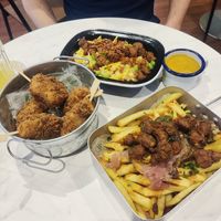 Wings, loaded fries and Mac and cheese at No Frickin Chicken in Worcester