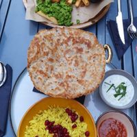 Beer battered tofu (fish and chips) & spicy lentil dal at Hoogste Tijd in Eindhoven