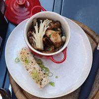 Starter: mushrooms and fried rice cake at Hoogste Tijd in Eindhoven