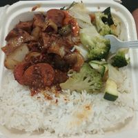 Spicy tofu, mixed veg, steamed rice. at ATL - Asian Chao - Concourse B in College Park