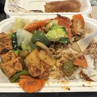 Spicy tofu, mixed veggies, spring roll  at ATL - Asian Chao - Concourse B in College Park