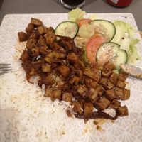 Orange seitan at Mantura Bistro Garden in Chetumal