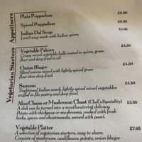 Menu starters  at Saffron in Innerleithen